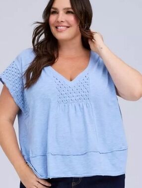 TORRID BELLE ISLE Smocked Trapeze Top Forever Blue Periwinkle Size 2X 18/20